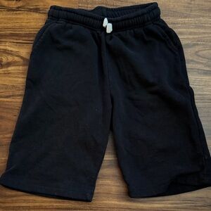 Boys Black Sweat Jogger Shorts W/ Drawstring & Pockets Size M (10)